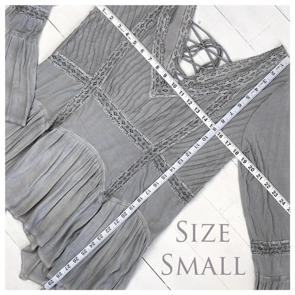 POL Stone Grey Tie it Up Bohemian Tunic - Picture 9 of 12